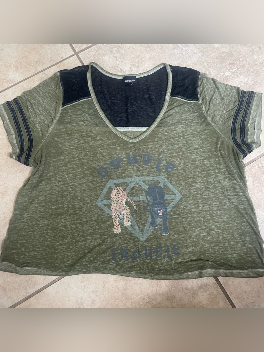 torrid Olive “double trouble” crop top 🐆
